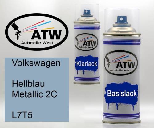 Volkswagen, Hellblau Metallic 2C, L7T5: 400ml Sprühdose + 400ml Klarlack - Set, von ATW Autoteile West.